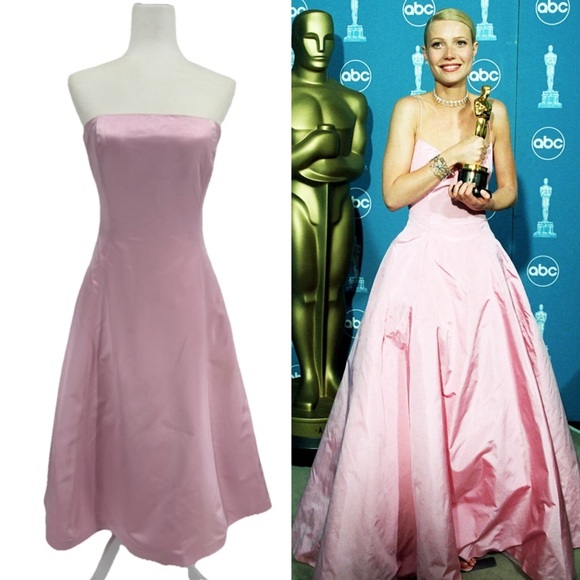 Ralph Lauren Collection Purple Label Silk Midi Dress Pink 1999 90s Strapless - Picture 1 of 16